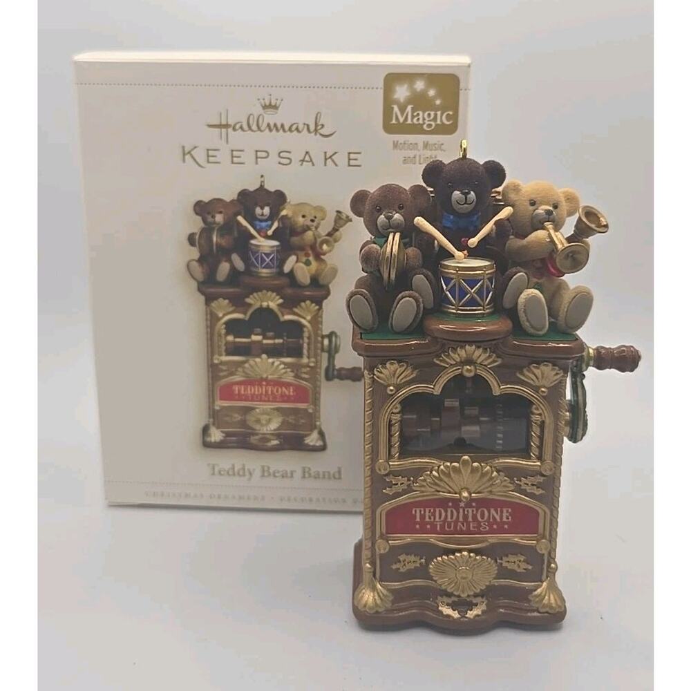 2006 Hallmark Ornament Teddy‎ Bear Band Magic Motion Music Light New U64